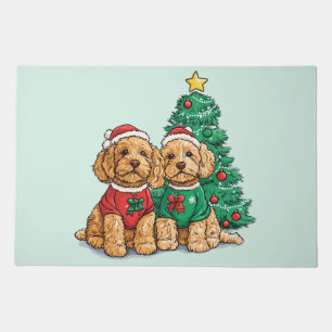 Christmas Goldendoodle Dogs Doormat