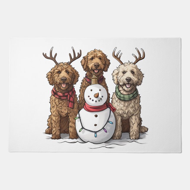 Christmas Goldendoodle Dogs Doormat (Front)
