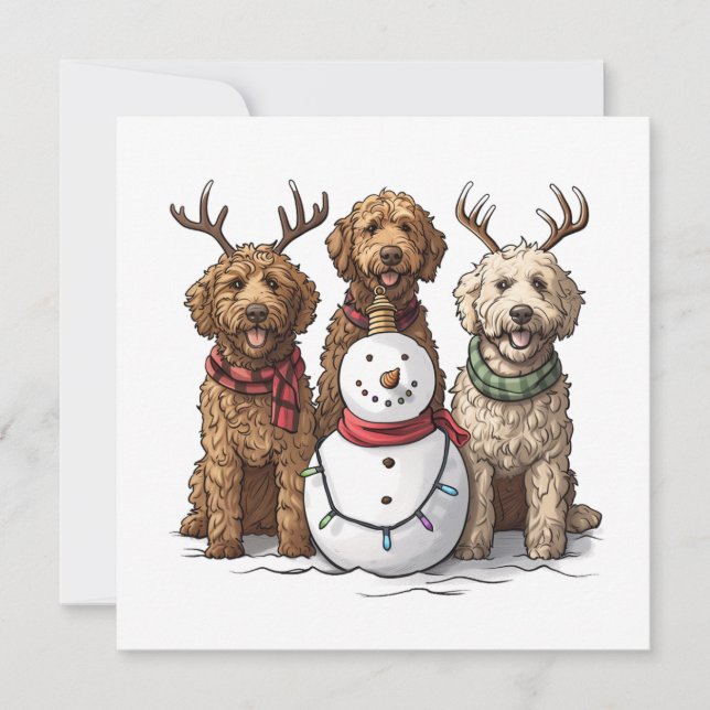 Christmas Goldendoodle Dogs Holiday Card (Front)