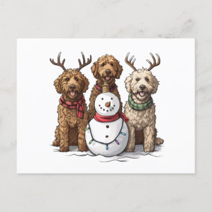 Christmas Goldendoodle Dogs Holiday Postcard