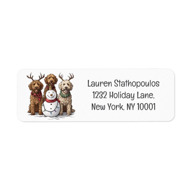 Christmas Goldendoodle Dogs Label (Front)