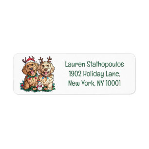 Christmas Goldendoodle Dogs Label