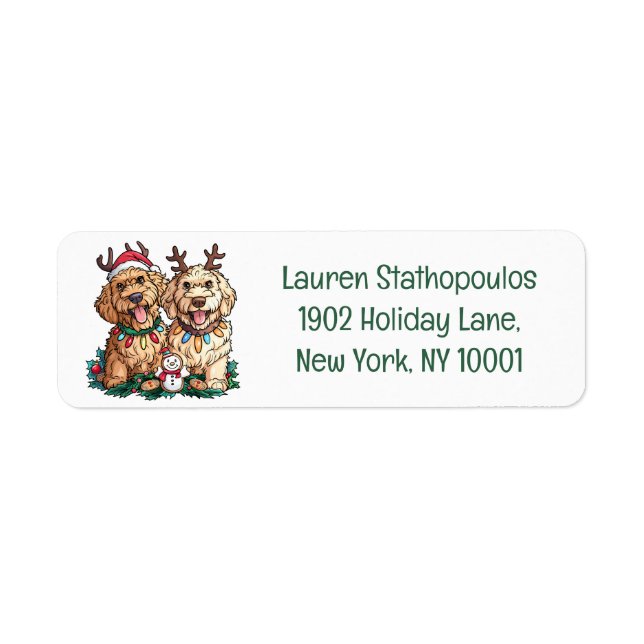 Christmas Goldendoodle Dogs Label (Front)