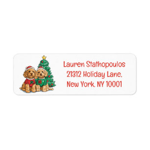 Christmas Goldendoodle Dogs Label