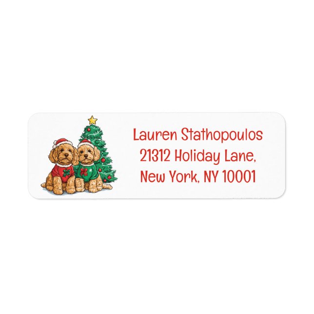 Christmas Goldendoodle Dogs Label (Front)