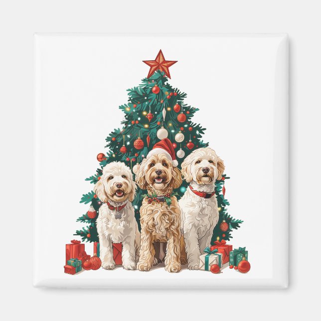 Christmas Goldendoodle Dogs Magnet (Front)