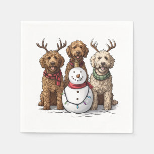 Christmas Goldendoodle Dogs Napkins