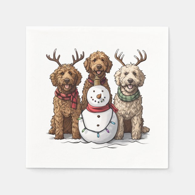 Christmas Goldendoodle Dogs Napkins (Front)