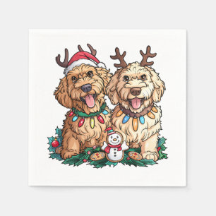 Christmas Goldendoodle Dogs Napkins