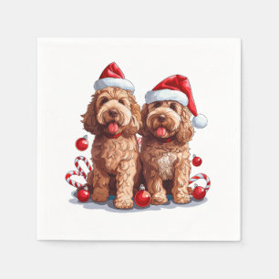 Christmas Goldendoodle Dogs Napkins
