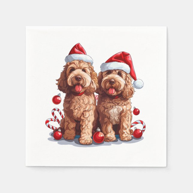Christmas Goldendoodle Dogs Napkins (Front)