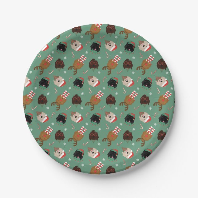Christmas Goldendoodle Dogs Paper Plates (Front)