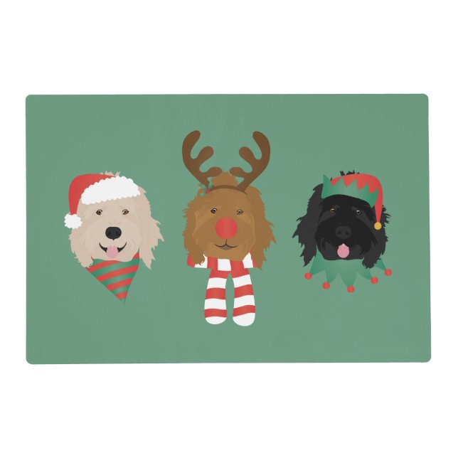 Christmas Goldendoodle Dogs Placemat (Front)