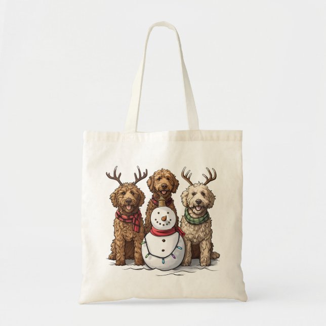 Christmas Goldendoodle Dogs Tote Bag (Front)