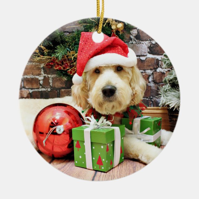 Christmas - GoldenDoodle - Gus Ceramic Ornament (Front)