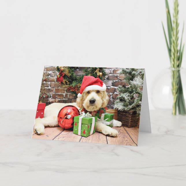 Christmas - GoldenDoodle - Gus Holiday Card (Front)