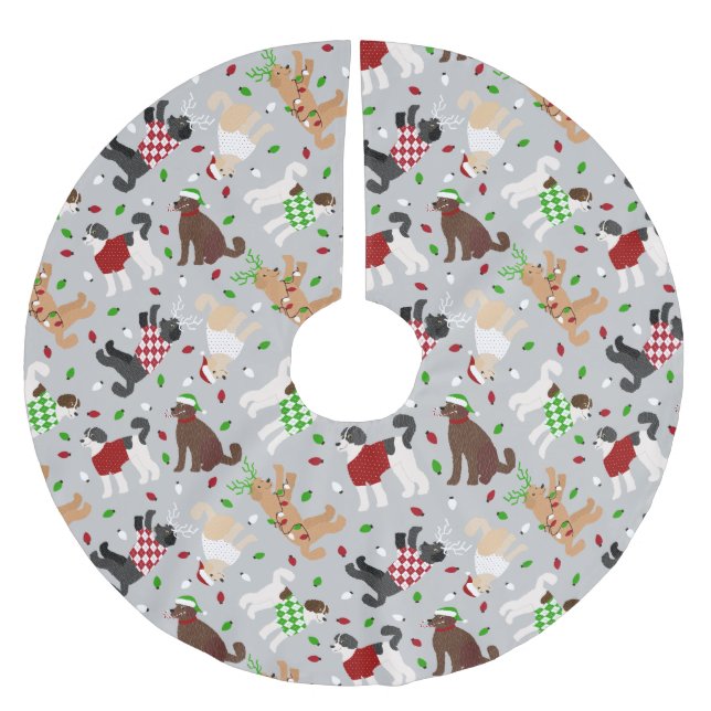 Christmas Goldendoodle Labradoodle Brushed Polyester Tree Skirt (Front)