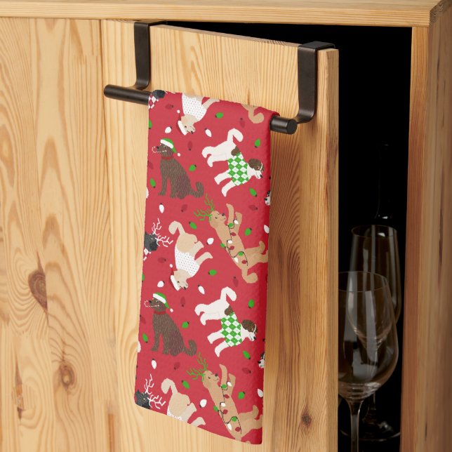 Christmas Goldendoodle Labradoodle Kitchen Towel (Thirds Fold)