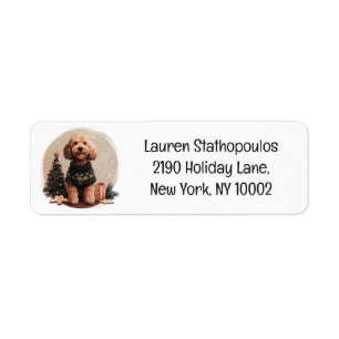 Christmas Goldendoodle Puppy Dogs Label