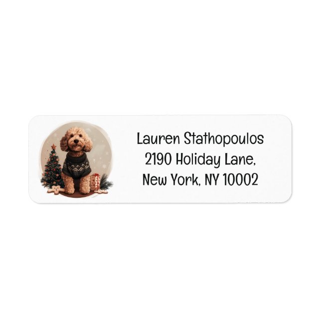 Christmas Goldendoodle Puppy Dogs Label (Front)