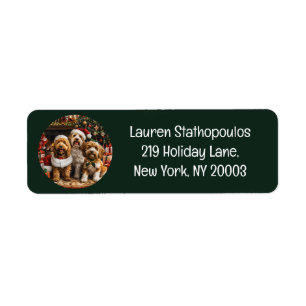 Christmas Goldendoodle Puppy Dogs Label