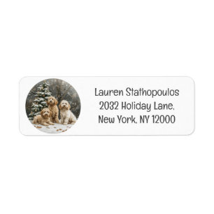 Christmas Goldendoodle Puppy Dogs Label