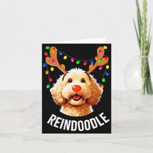 Christmas Goldendoodle Reindeer Doodle Dog Reindoo Card