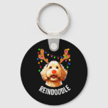 Christmas Goldendoodle Reindeer Doodle Dog Reindoo Keychain