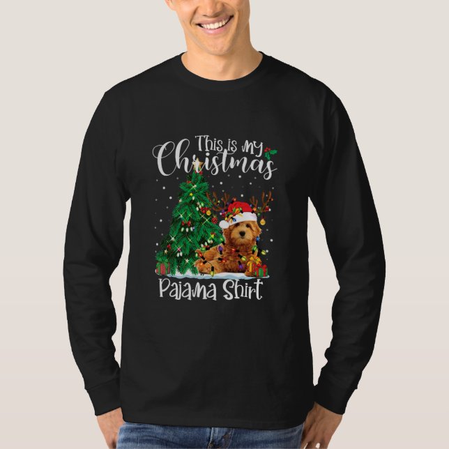 Christmas Goldendoodle Reindeer Funny Pajama Dog T-Shirt (Front)