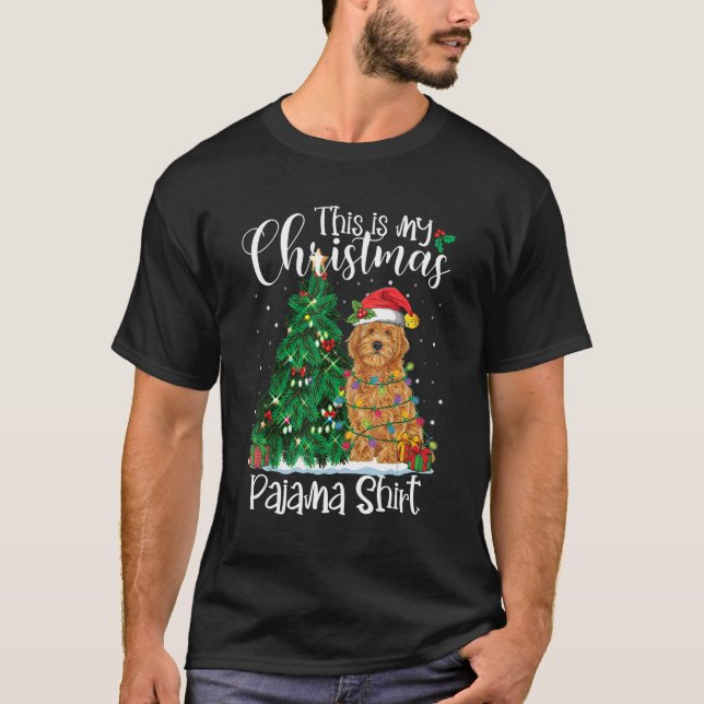 Christmas Goldendoodle Reindeer  Pajama Dog  Xmas T-Shirt (Front)