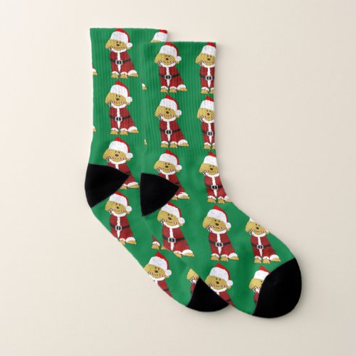 Christmas Goldendoodle Santa Claus Socks