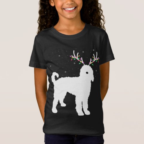 Christmas Goldendoodle With Antlers Xmas Reindeer  T_Shirt