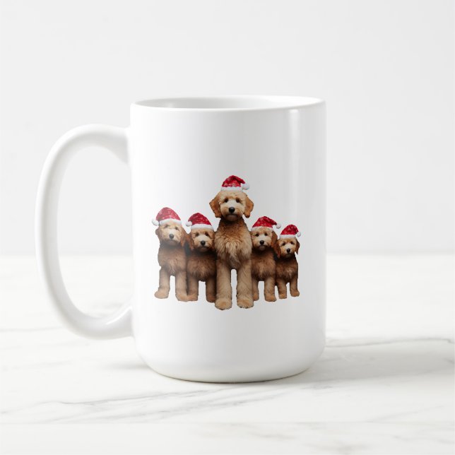 Christmas Goldendoodle, Xmas Labradoodle Crew Coffee Mug (Left)