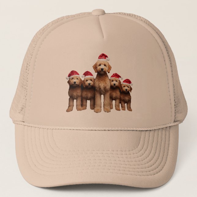 Christmas Goldendoodle, Xmas Labradoodle Crew Trucker Hat (Front)