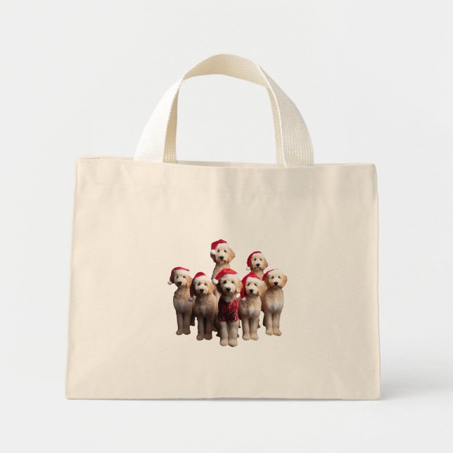 Christmas Goldendoodle, Xmas Labradoodle Dog Mini Tote Bag (Front)
