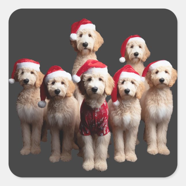 Christmas Goldendoodle, Xmas Labradoodle Dog Square Sticker (Front)