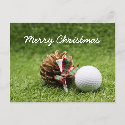 Christmas Golf ball and pine cone for golfer Postcard