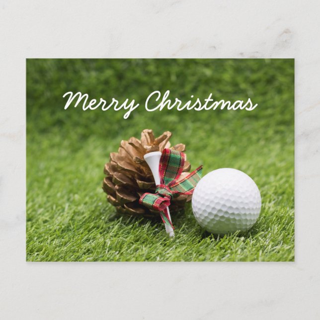 Christmas Golf ball and pine cone for golfer Postcard (Front)