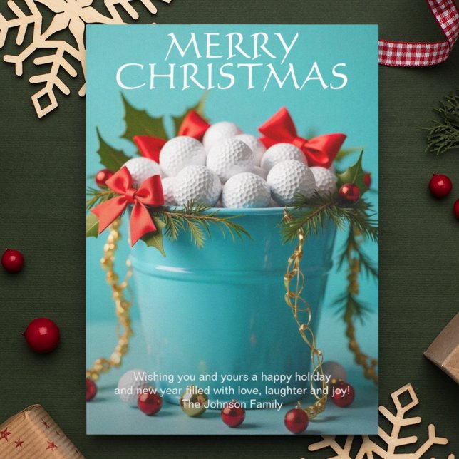 Christmas Golf Ball Bucket Holiday Card (Creator Uploaded)