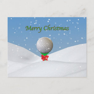 Christmas, Golf Ball in the Snow Holiday Postcard