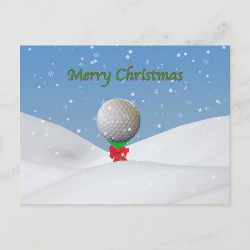 Christmas Golf Ball in the Snow Holiday Postcard