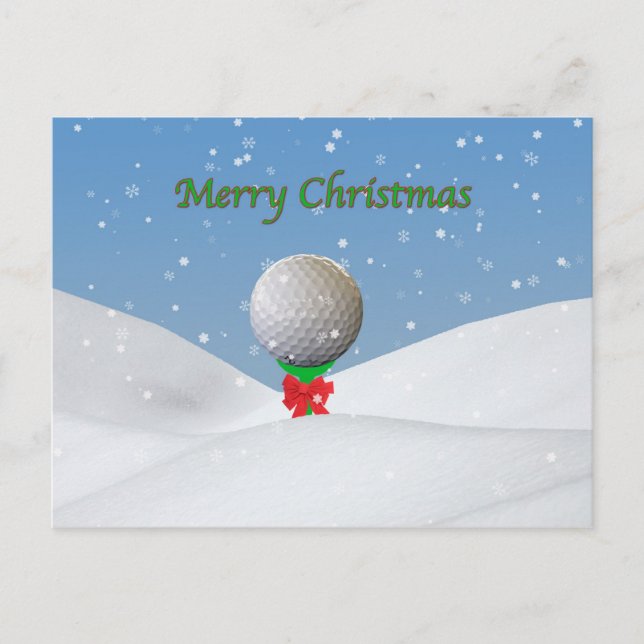 Christmas, Golf Ball in the Snow Holiday Postcard (Front)
