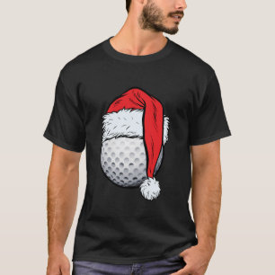 Christmas Golf Ball Santa Hat Funny Sport Xmas Boy T-Shirt