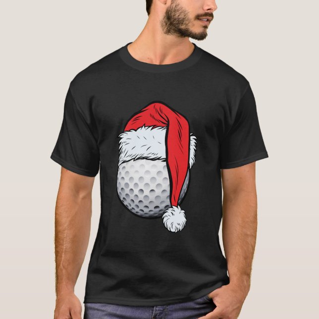 Christmas Golf Ball Santa Hat Funny Sport Xmas Boy T-Shirt (Front)