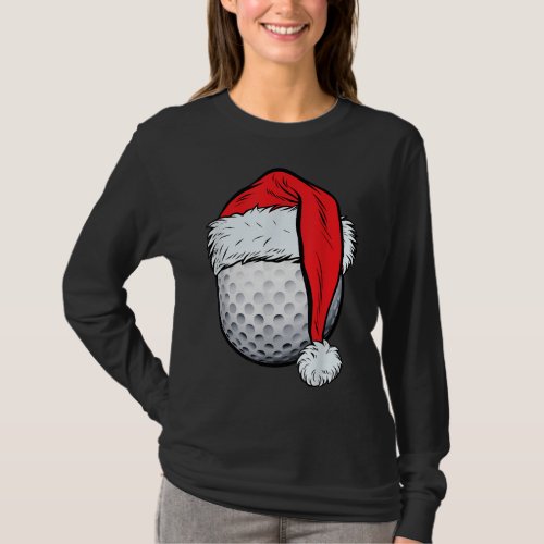 Christmas Golf Ball Santa Hat Xmas Golfing Boys Me T_Shirt