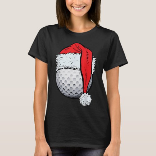 Christmas Golf Ball Santa Hat Xmas Golfing Boys Me T_Shirt