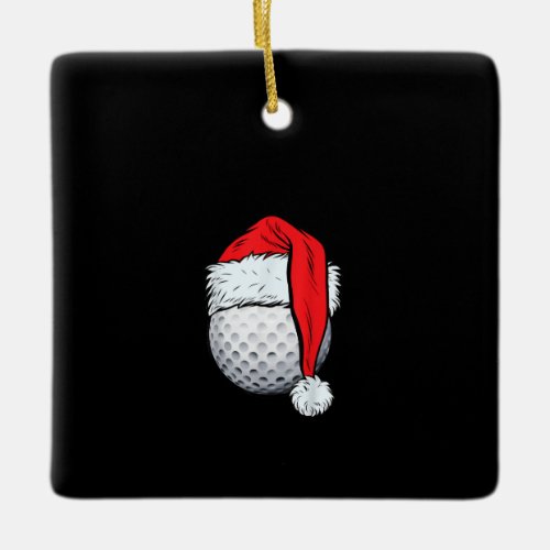 Christmas Golf Ball Santa T Hat Funny Sport Xmas Ceramic Ornament