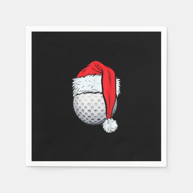 Christmas Golf Ball Santa T Hat Funny Sport Xmas Napkins (Front)