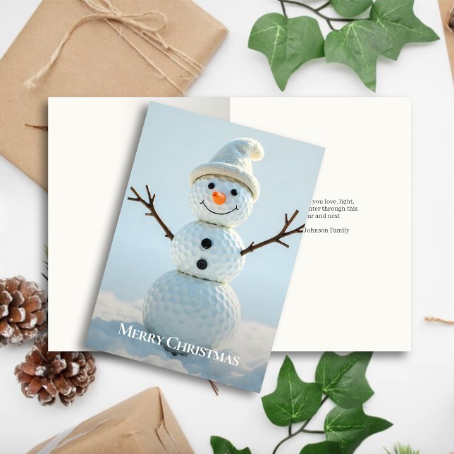 Christmas Golf Ball Snowman Holiday Card (Creator Uploaded)