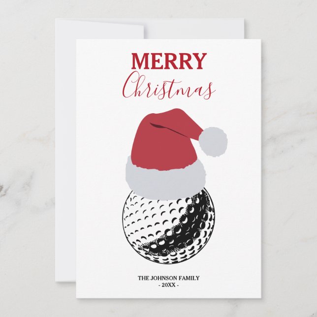 Christmas Golf Ball Sports Custom Name Holiday Card (Front)